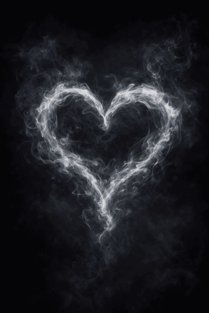 Swirling smoke heart in darkness wallpaper