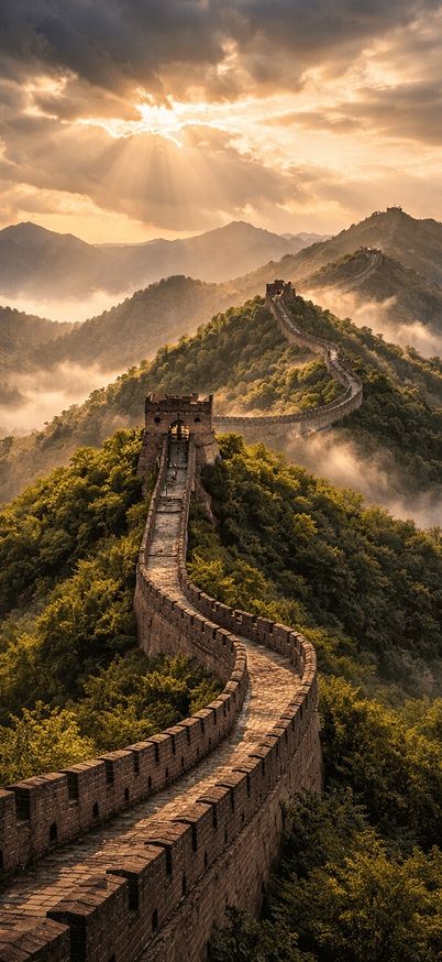The Great Wall at sunset wallpaper