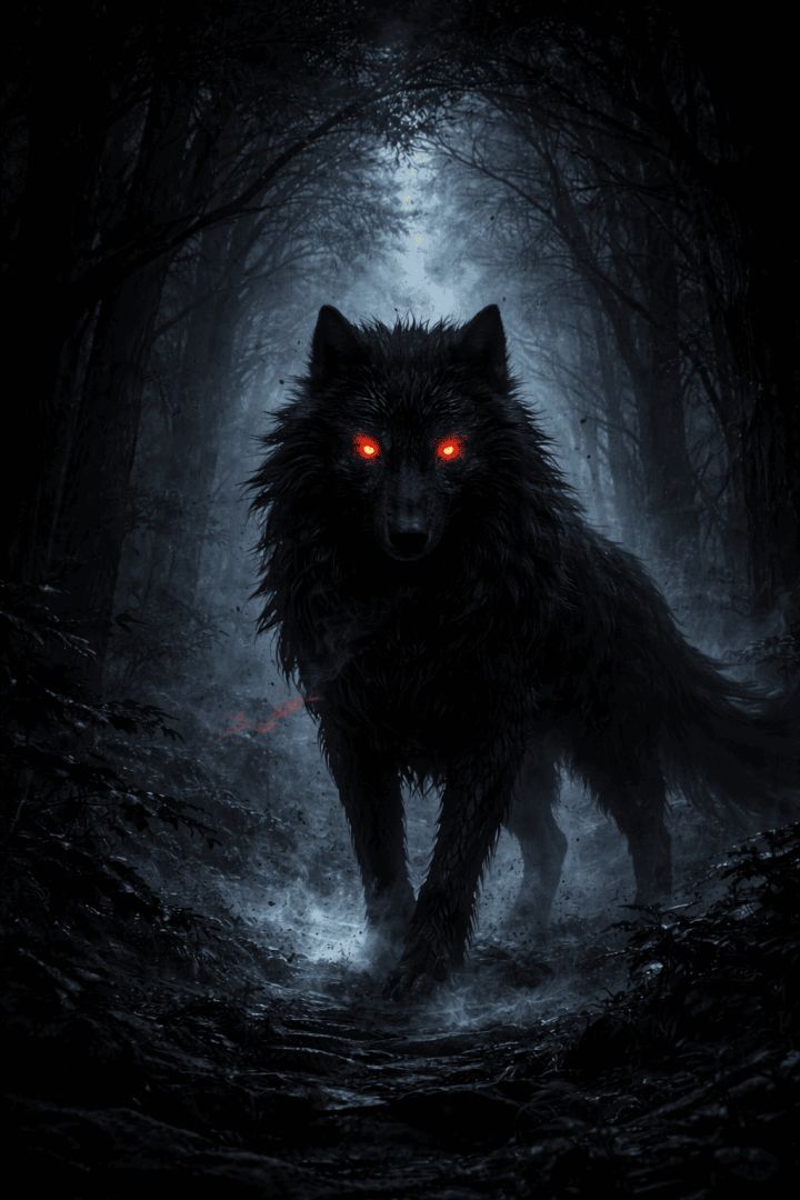 The red-eyed guardian of the forest mythic creature wallpaper