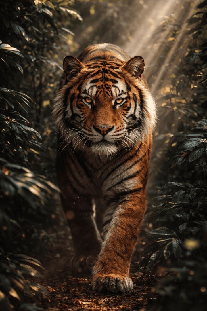 Tiger in the jungle sunlight wallpaper