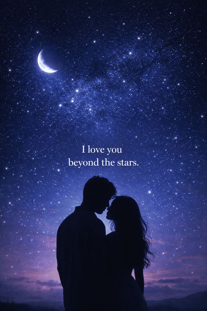 Under a starry sky with love wallpaper