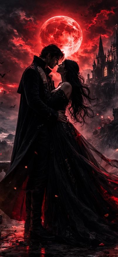 vampire romance under the blood moon wallpaper