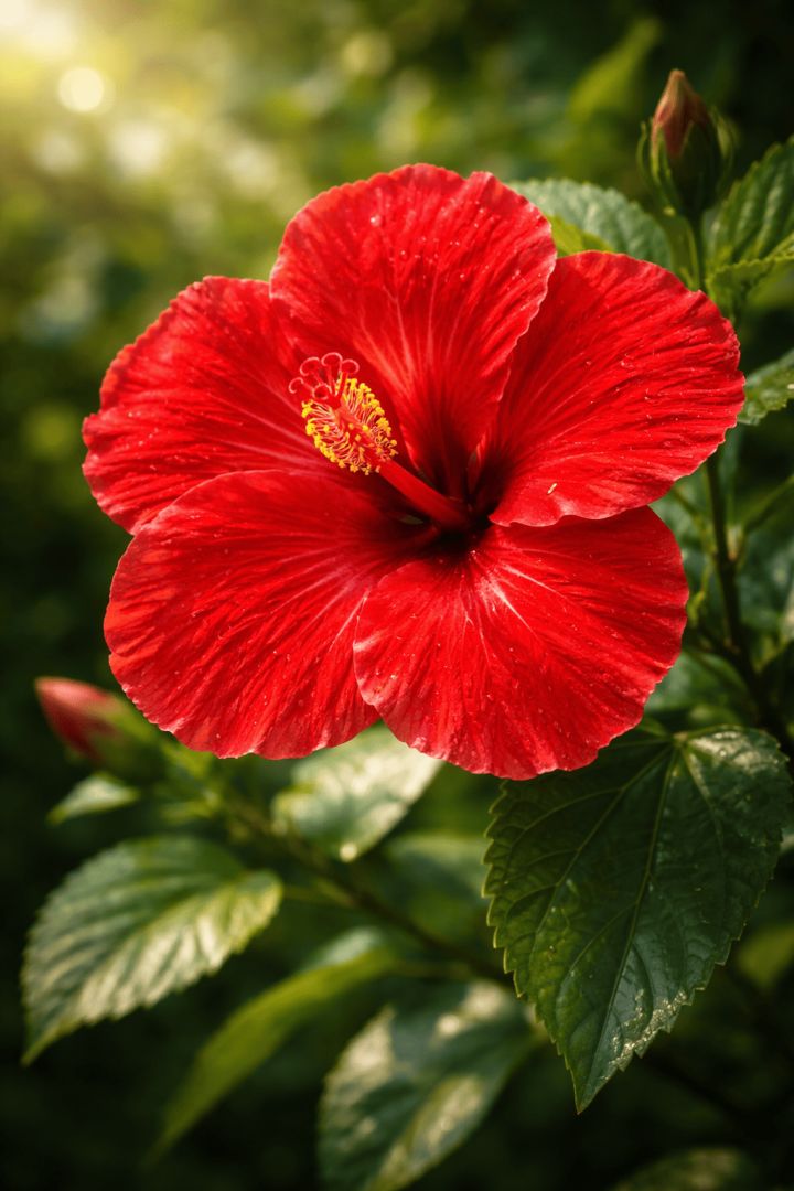 Vibrant red hibiscus in sunlight flowers wallpaper