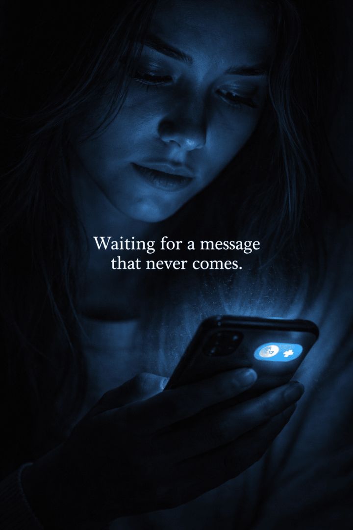 Waiting in the dark for a message wallpaper