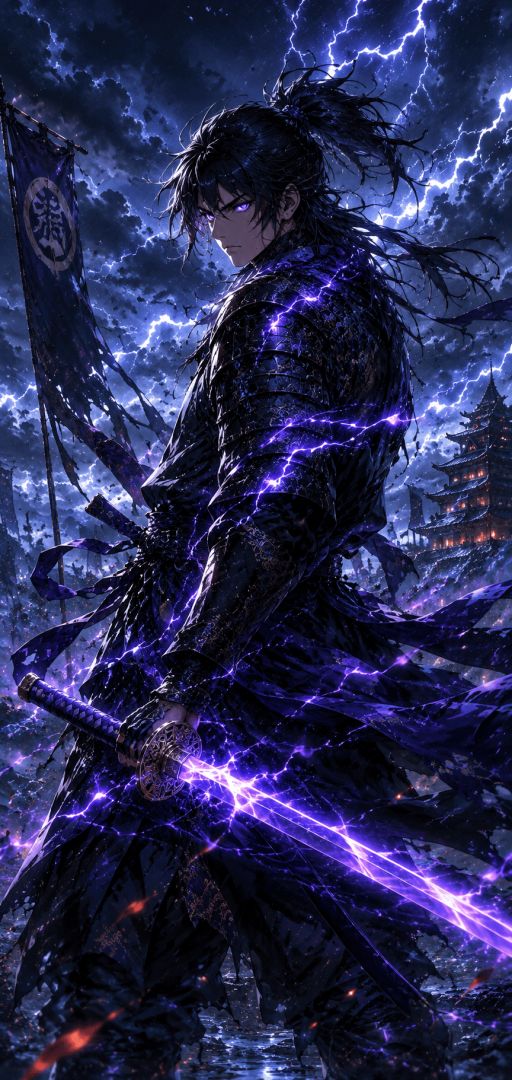Warrior in the storm's embrace anime wallpaper