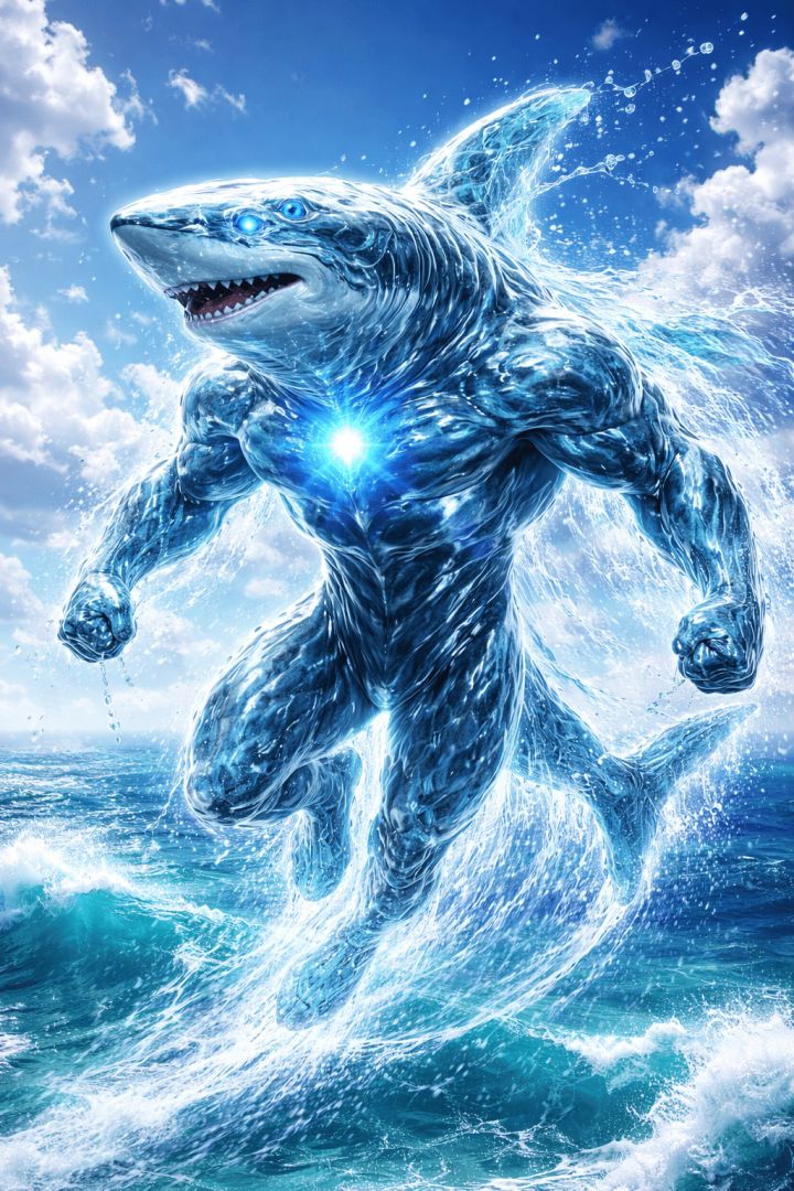 Waterborne shark hero in flight warrior wallpaper