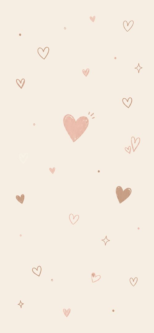 Whimsical heart doodles on cream cute wallpaper